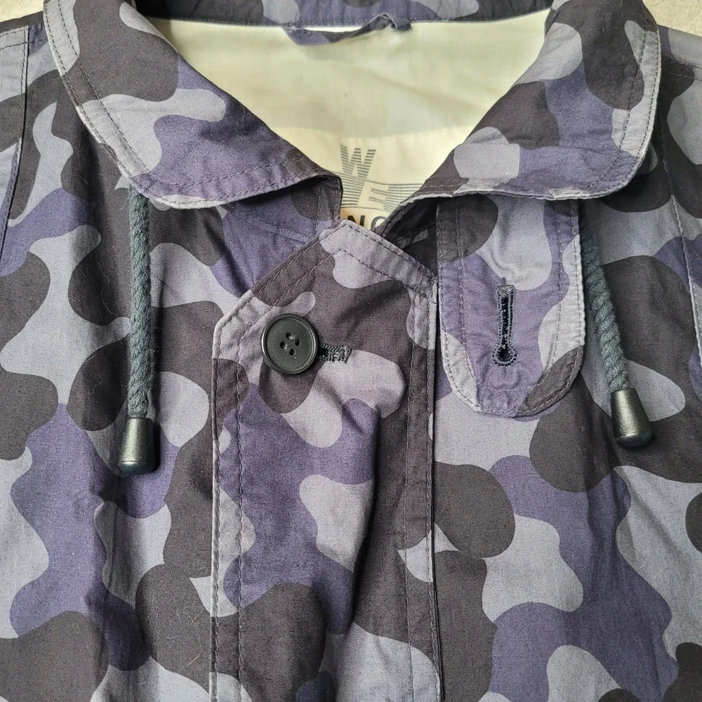 London Fog Jacket Mens L Blue Camo Winning Edge Full Zip Vintage Windbreaker‎